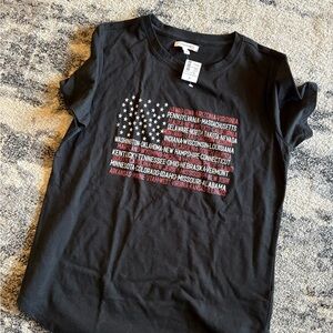 Maurices Black and Red Graphic Womens small USA American Flag Patriot Tee